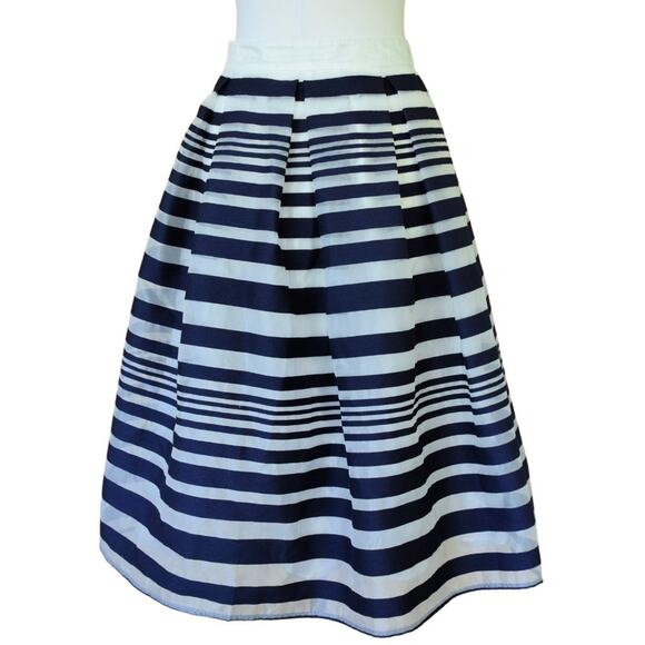 MODCLOTH Soiree Navy Stripe Full A-line Midi Skirt Retro - Picture 4 of 10